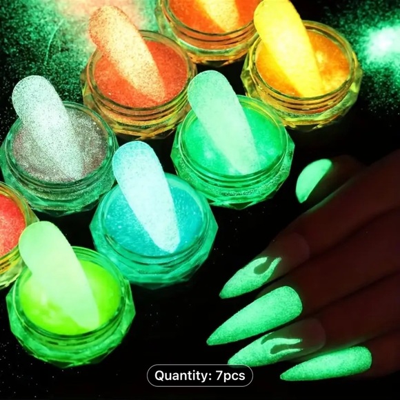 Neon Glow Nail Powder Set - 7 Colors - Picture 1 of 6
